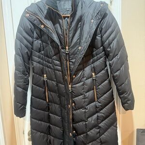 Marc New York Black Puffer Coat with Gold Accents